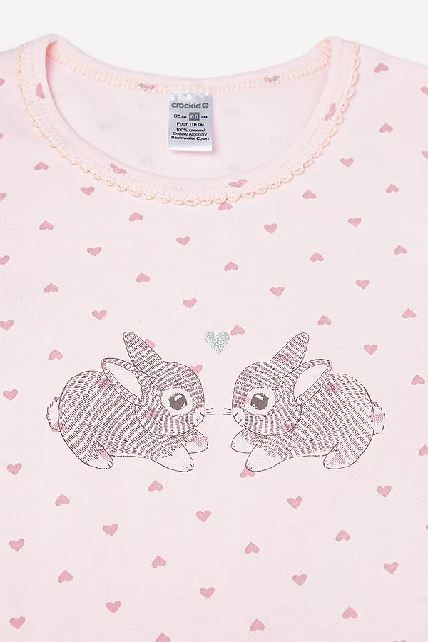 Сорочка CROCKID, сердечки на светло-розовом - фото 2