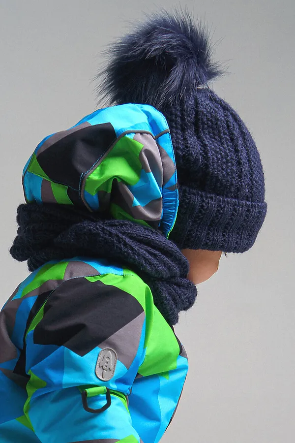 Комплект (Шапка+Снуд) PLAYTODAY, тёмно-синий - фото 2