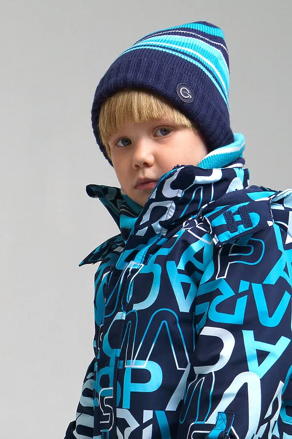 Комплект (Шапка+Снуд) PLAYTODAY, белый, синий, темно-синий - фото 2