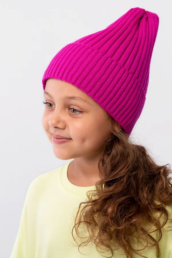 Шапка вязаная "Бини-Малина" ДЕТСКИЙ ТРИКОТАЖ 37, малиновый - фото 2