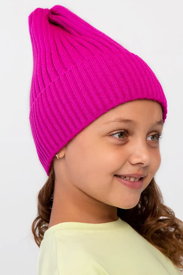 Шапка вязаная "Бини-Малина" ДЕТСКИЙ ТРИКОТАЖ 37, малиновый - фото 2