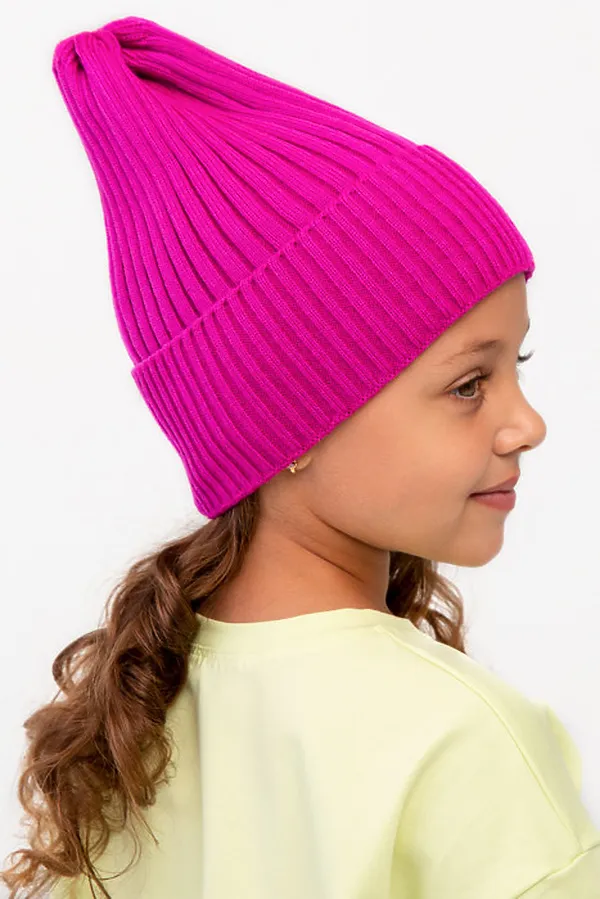 Шапка вязаная "Бини-Малина" ДЕТСКИЙ ТРИКОТАЖ 37, малиновый - фото 2