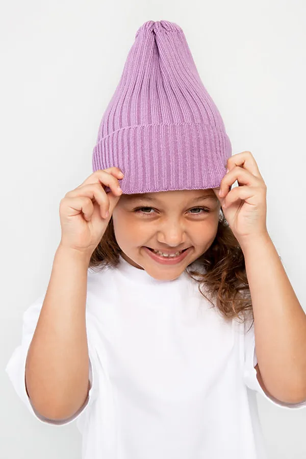 Шапка вязаная "Бини-Лаванда" ДЕТСКИЙ ТРИКОТАЖ 37, сиреневый - фото 2