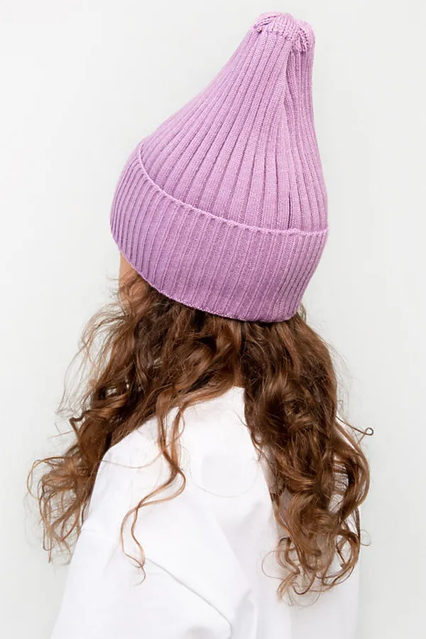 Шапка вязаная "Бини-Лаванда" ДЕТСКИЙ ТРИКОТАЖ 37, сиреневый - фото 2