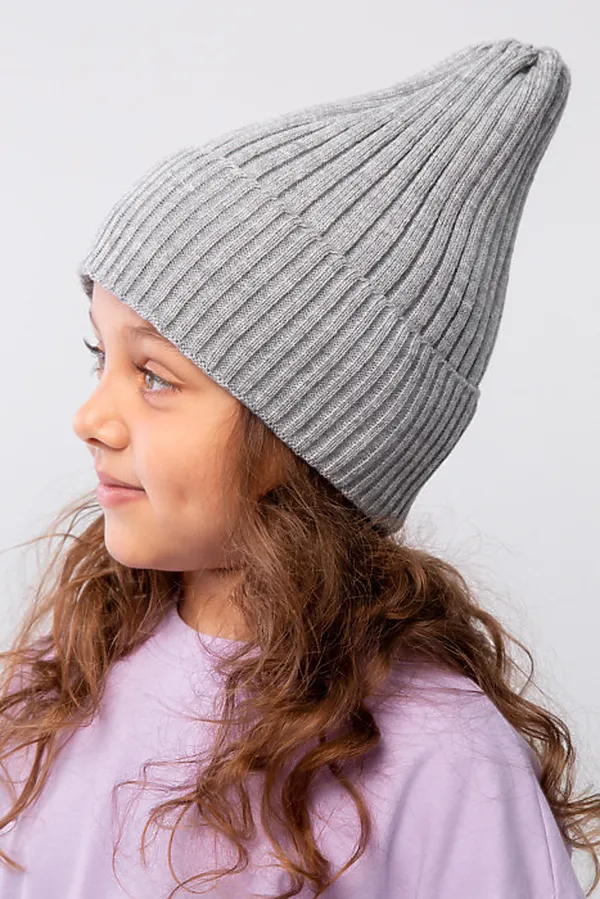 Шапка вязаная "Бини-Меланж" ДЕТСКИЙ ТРИКОТАЖ 37, серый - фото 2