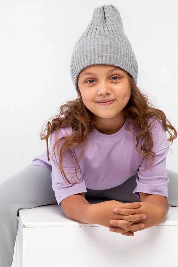 Шапка вязаная "Бини-Меланж" ДЕТСКИЙ ТРИКОТАЖ 37, серый - фото 2