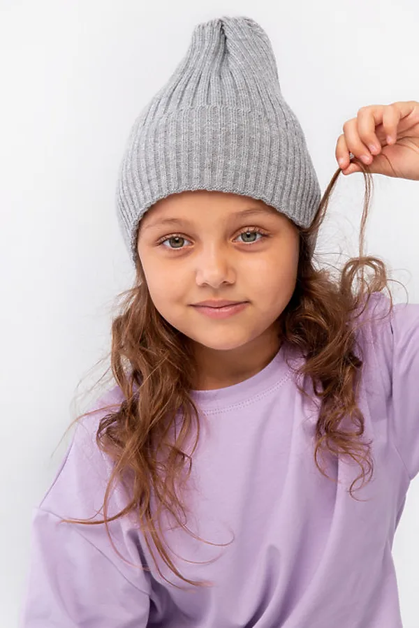 Шапка вязаная "Бини-Меланж" ДЕТСКИЙ ТРИКОТАЖ 37, серый - фото 2