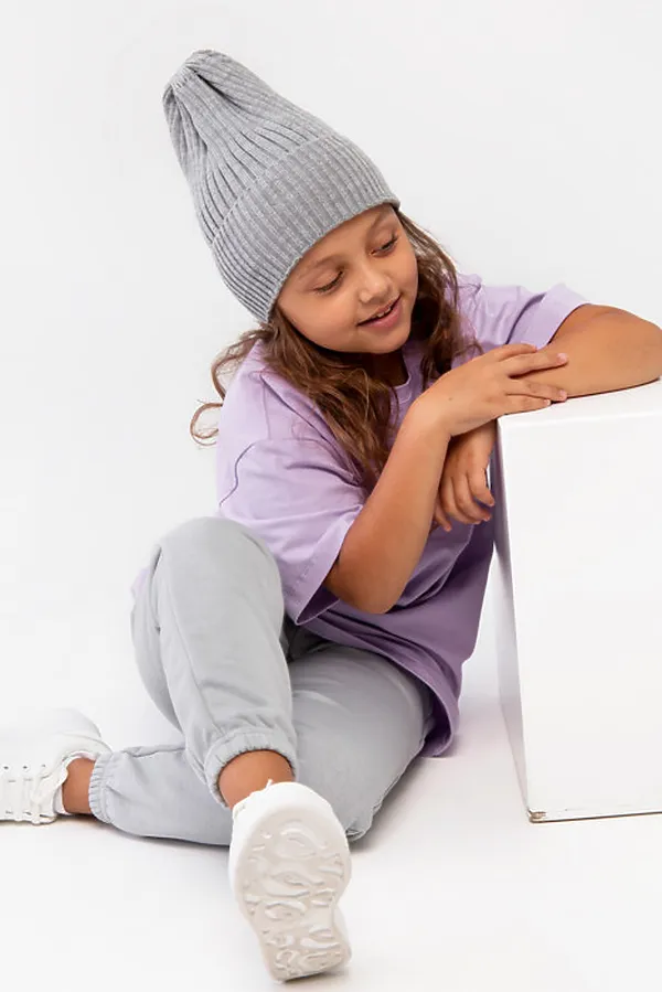 Шапка вязаная "Бини-Меланж" ДЕТСКИЙ ТРИКОТАЖ 37, серый - фото 2