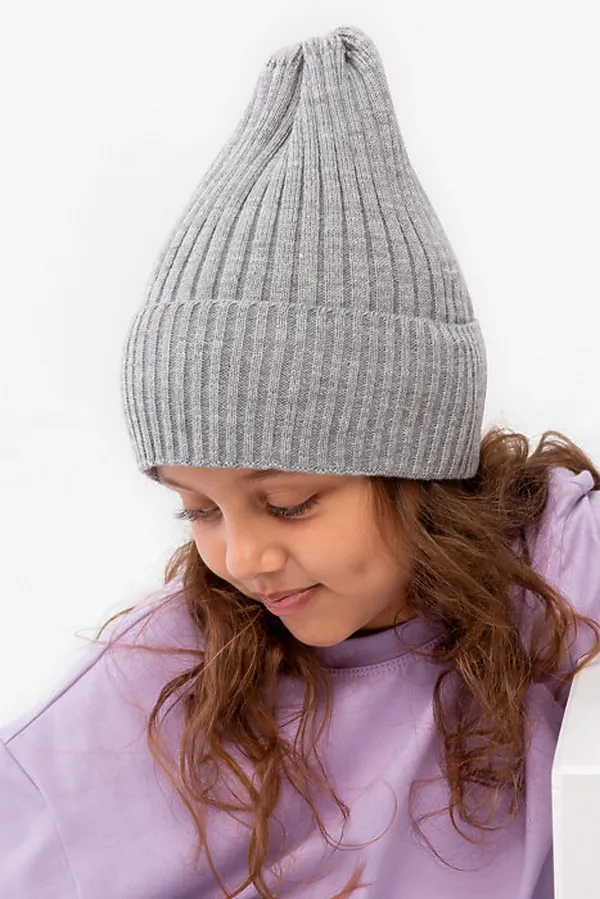 Шапка вязаная "Бини-Меланж" ДЕТСКИЙ ТРИКОТАЖ 37, серый - фото 2