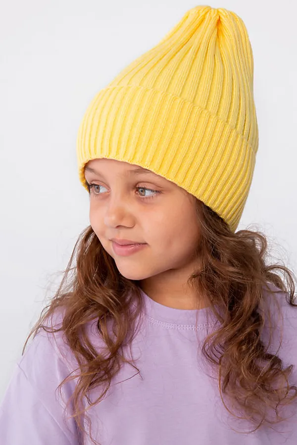 Шапка вязаная "Бини-Банан" ДЕТСКИЙ ТРИКОТАЖ 37, желтый - фото 2