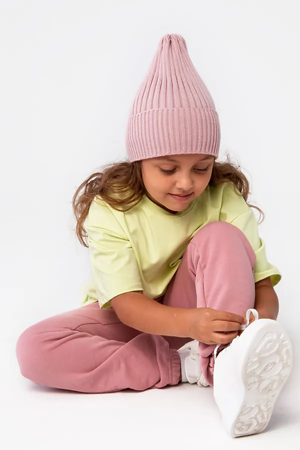 Шапка вязаная "Бини-Пудра" ДЕТСКИЙ ТРИКОТАЖ 37, розовый - фото 2