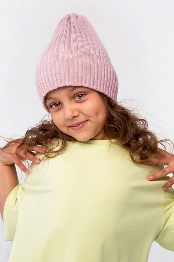 Шапка вязаная "Бини-Пудра" ДЕТСКИЙ ТРИКОТАЖ 37, розовый - фото 2