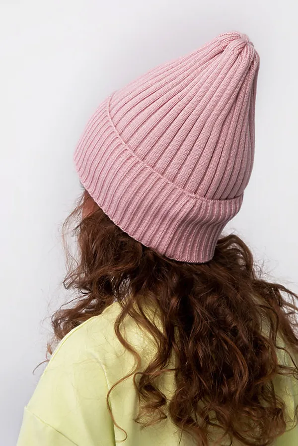 Шапка вязаная "Бини-Пудра" ДЕТСКИЙ ТРИКОТАЖ 37, розовый - фото 2