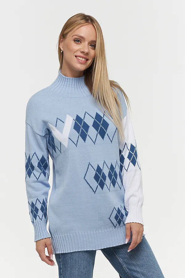 Джемпер VAY, голубой/деним/белый - фото 2