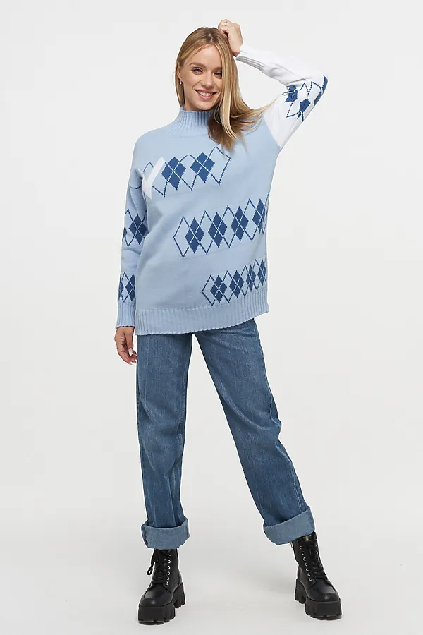 Джемпер VAY, голубой/деним/белый - фото 2