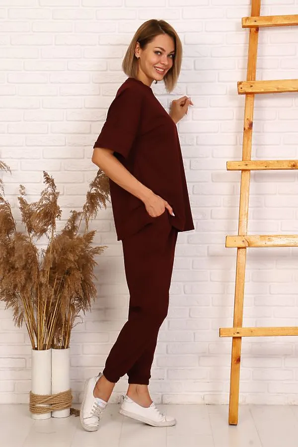 Костюм (футболка+брюки) СОФИЯ37, бордо - фото 2