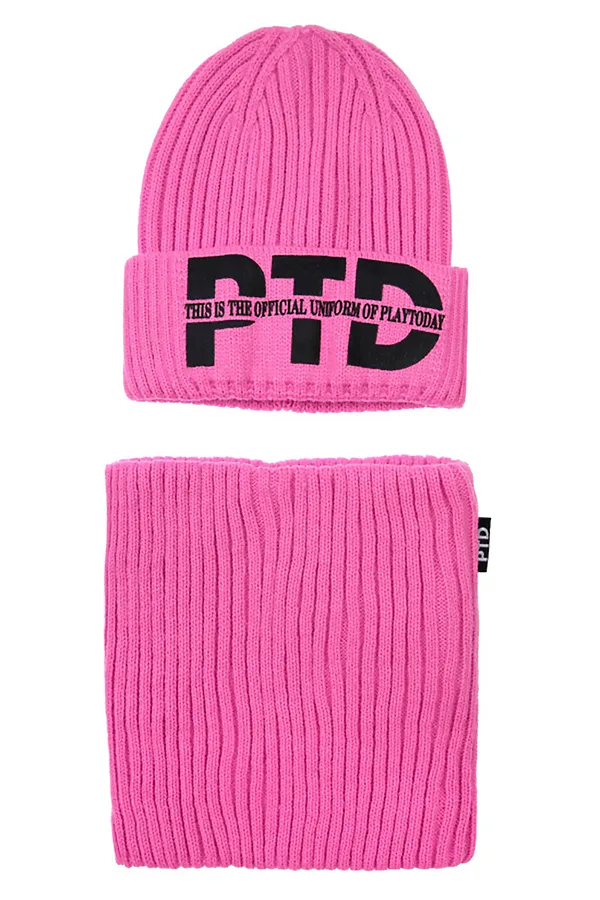 Комплект (Шапка+Снуд) PLAYTODAY, фуксия - фото 2