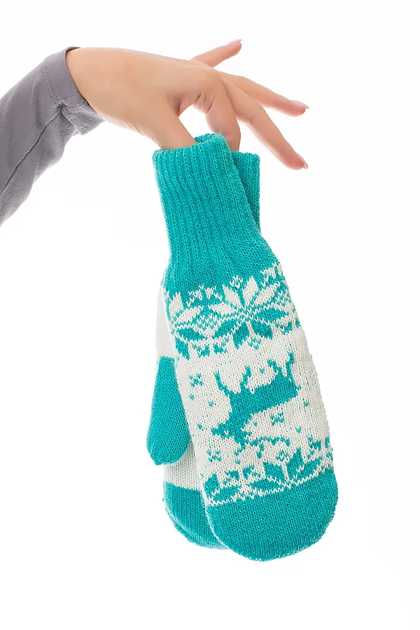Варежки VAY, бирюза/молоко - фото 2