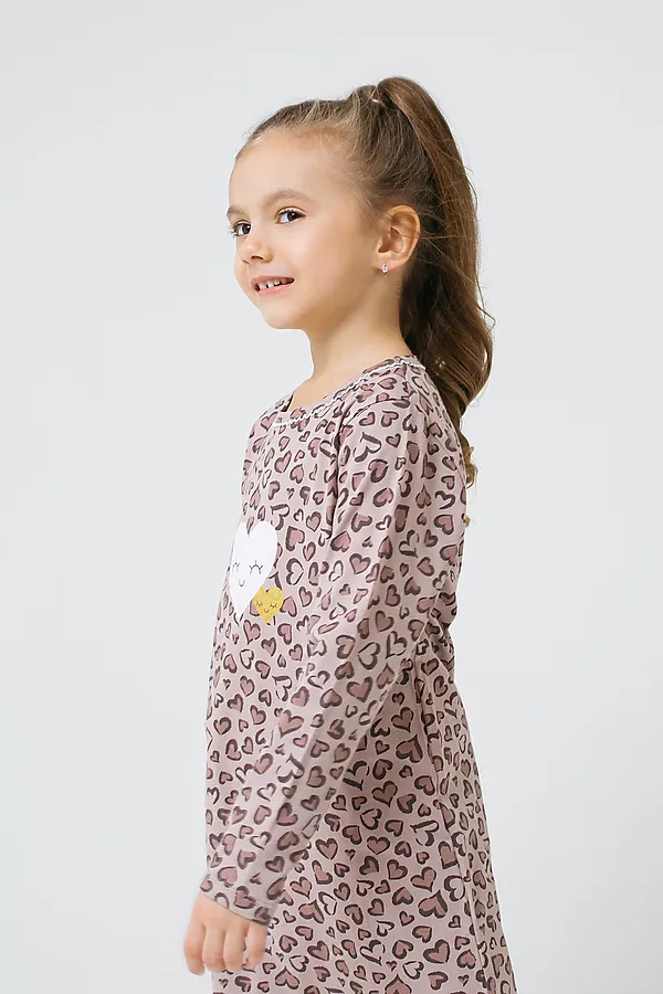Сорочка CROCKID SALE, сердечки леопард на бежево-сером - фото 2