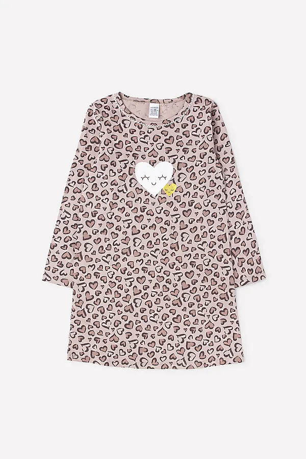 Сорочка CROCKID SALE, сердечки леопард на бежево-сером - фото 2