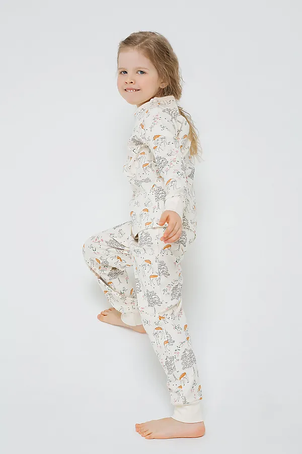 Пижама CROCKID, олененок в лесу на сливках - фото 2
