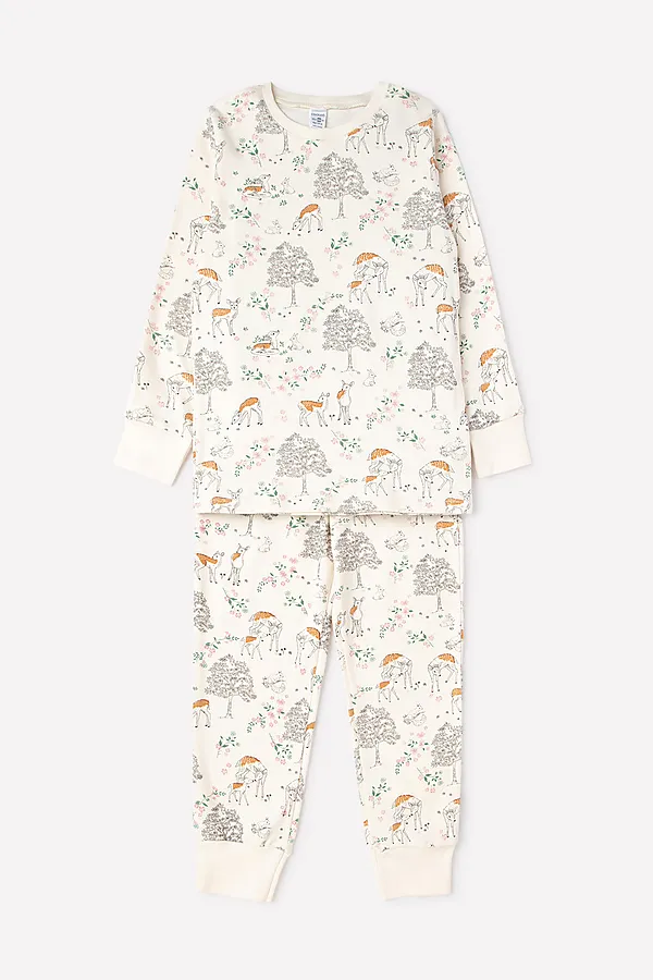 Пижама CROCKID, олененок в лесу на сливках - фото 2