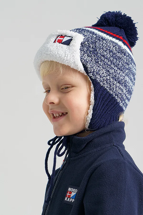 Шапка PLAYTODAY, тёмно-синий,красный,белый - фото 2