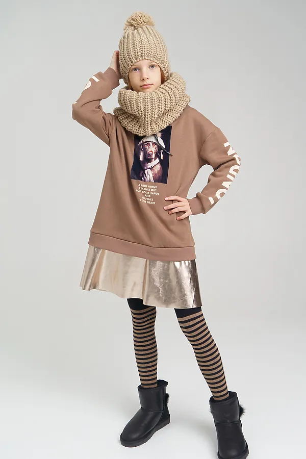 Комплект (Шапка+Снуд) PLAYTODAY, бежевый - фото 2