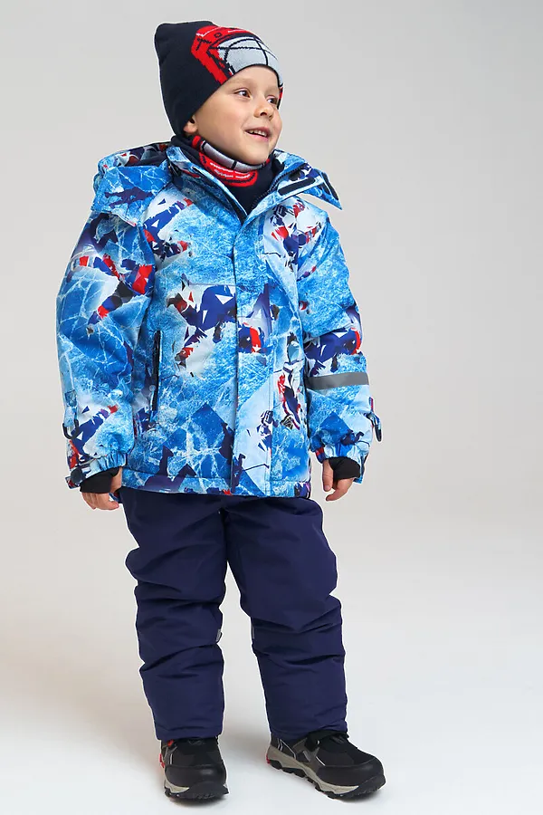 Комплект (Шапка+Снуд) PLAYTODAY, тёмно-синий,светло-серый,красный - фото 2