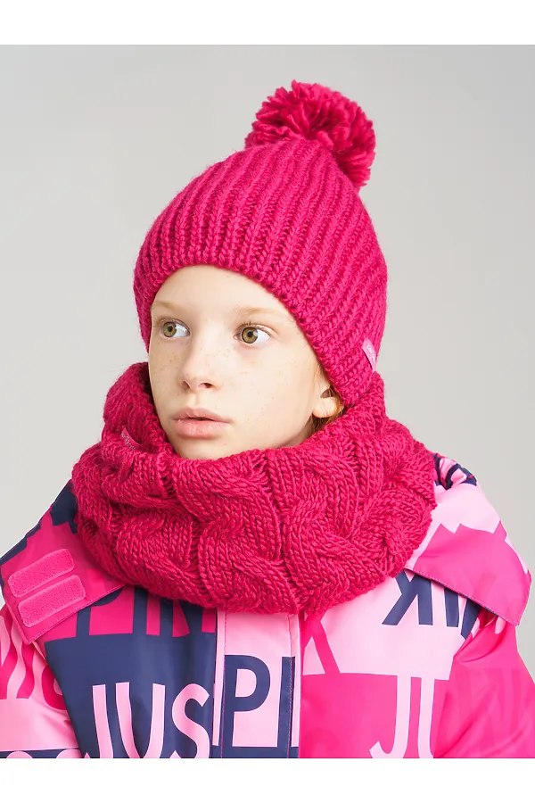 Комплект (Шапка+Снуд) PLAYTODAY, малиновый - фото 2