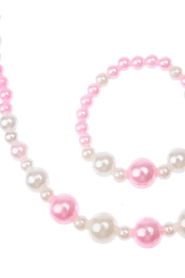 Комплект (Бусы+Браслет) PLAYTODAY, светло-розовый,белый - фото 2