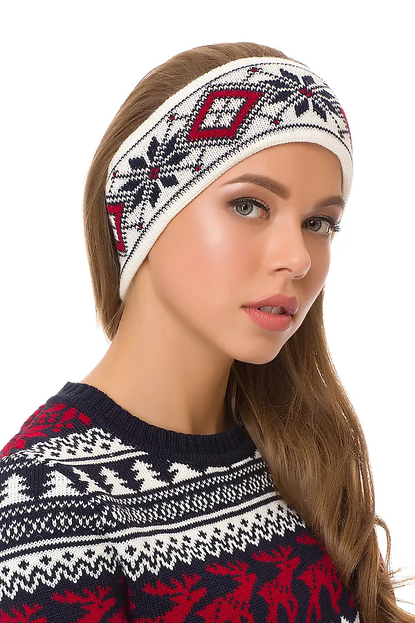 Повязка на голову VAY, молоко/т.синий/красный - фото 2