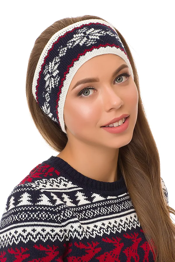 Повязка на голову VAY, молоко/т.синий/красный - фото 2