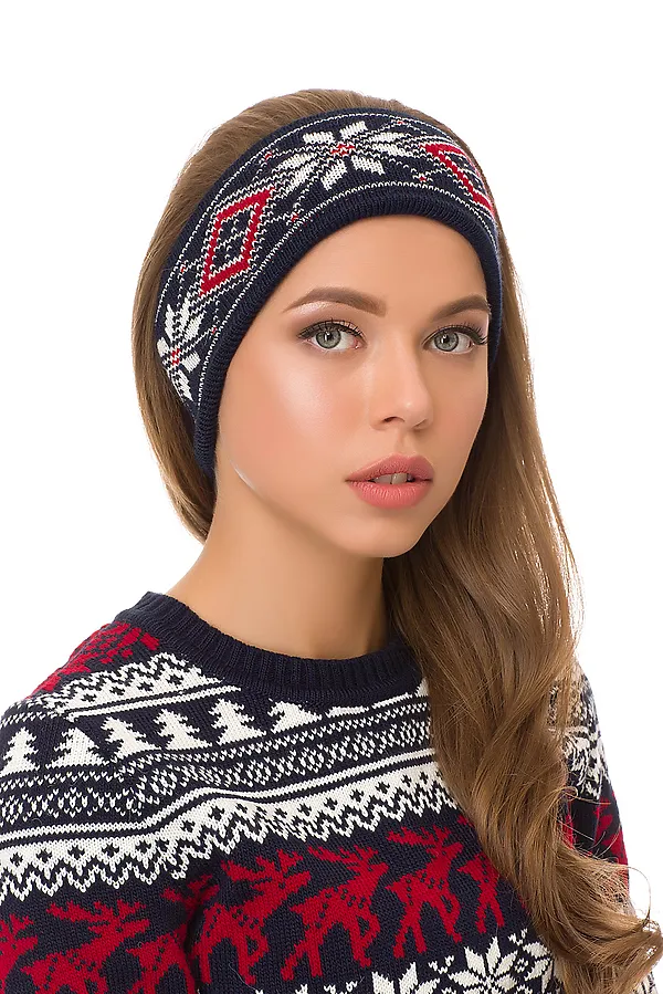 Повязка на голову VAY, т.синий/молоко/красный - фото 2