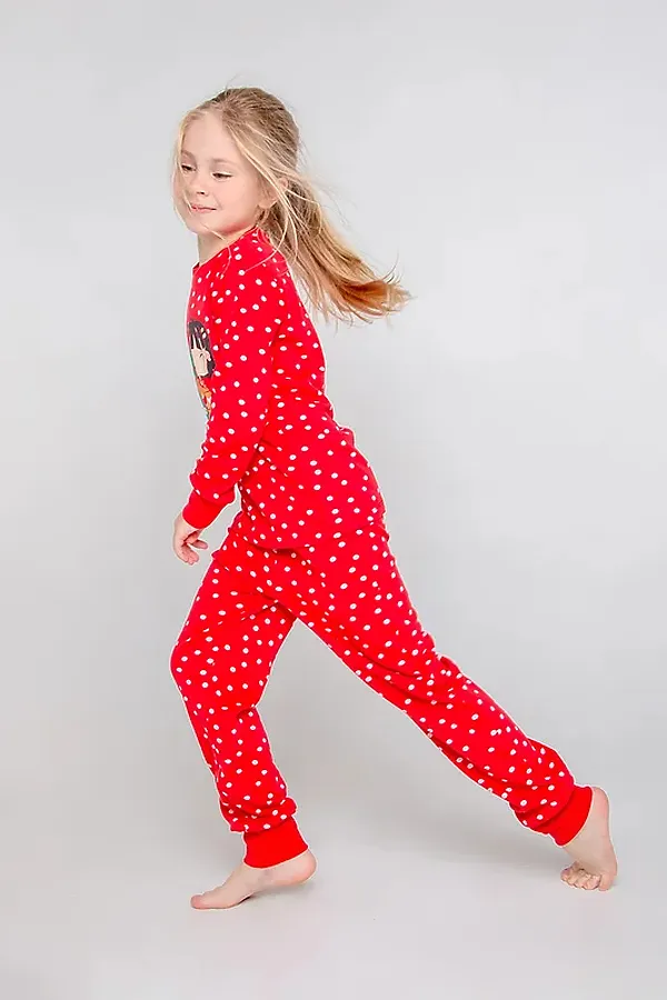 Пижама CROCKID SALE, насыщенно-красный,зимний снег - фото 2