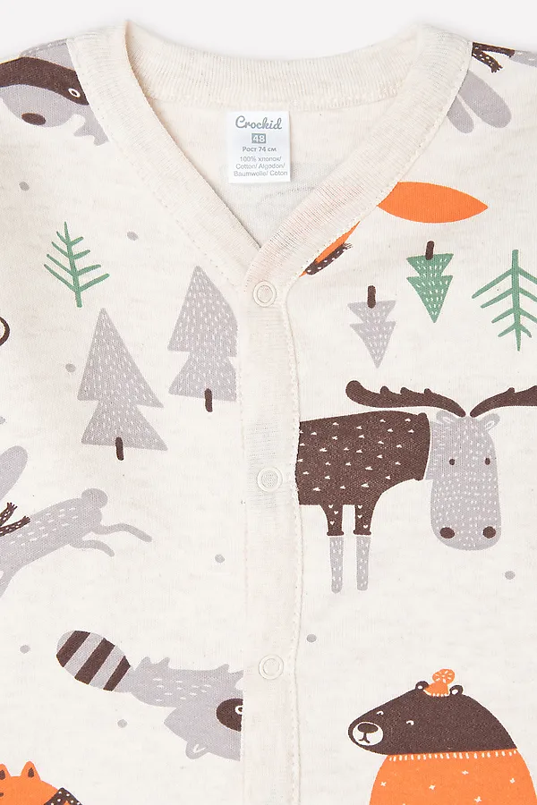 Комбнезон CROCKID, зима в лесу на св.бежевом меланже - фото 2