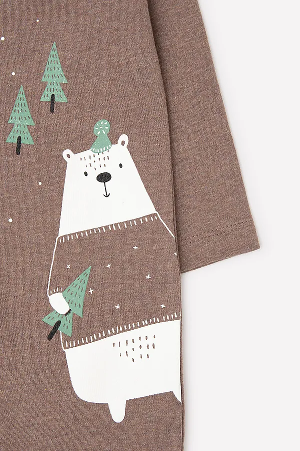 Комбнезон CROCKID, коричневый меланж(зима в лесу) - фото 2