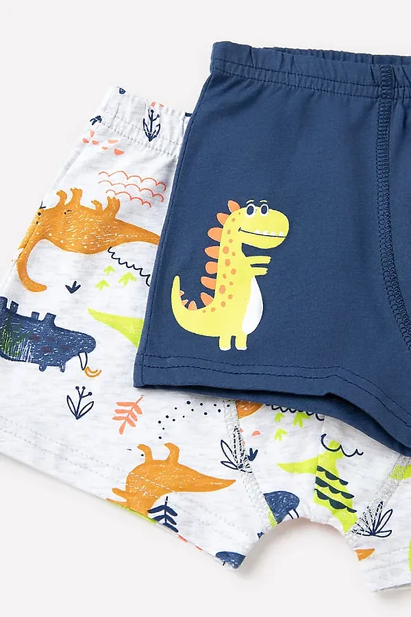 Трусы 2 шт. CROCKID, тем.синий,салат,св.серый меланж,дино - фото 2