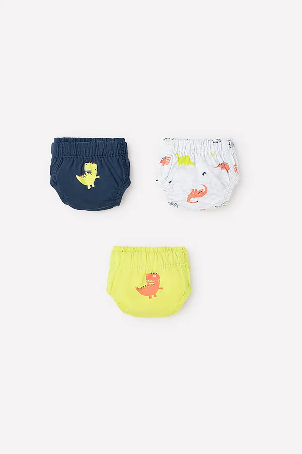 Трусы 3 шт. CROCKID SALE, тем.синий, салат, св.серый меланж, дино - фото 2