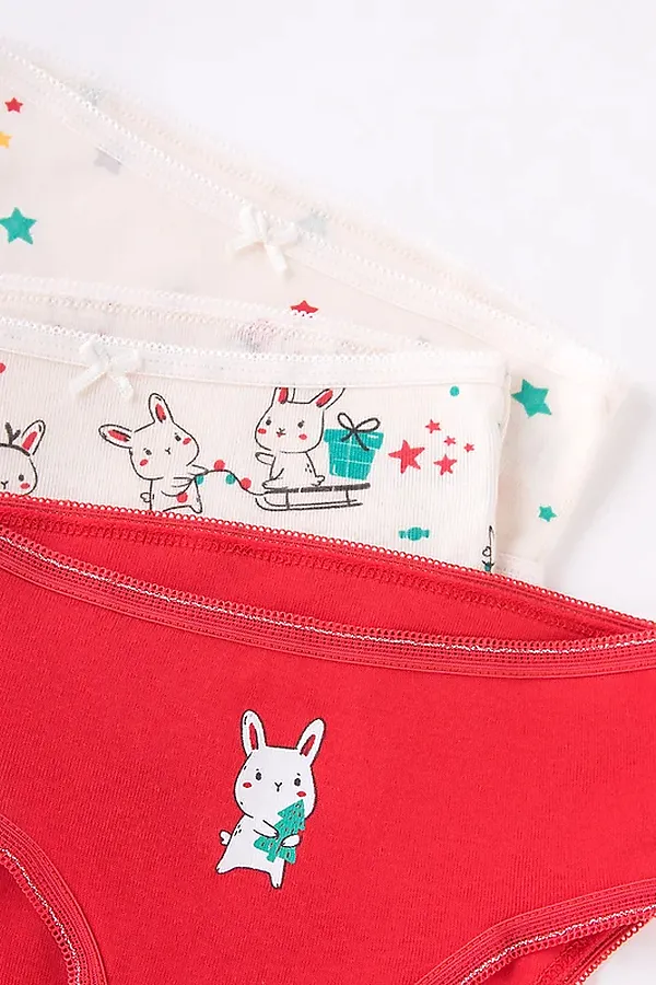 Трусы 3 шт. CROCKID SALE, насыщенно-красный,сливки,зайки - фото 2
