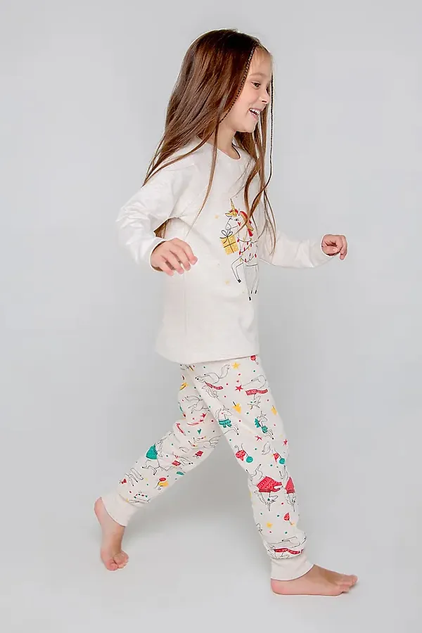Пижама CROCKID SALE, св.бежевый меланж,новогоднее волшебство - фото 2