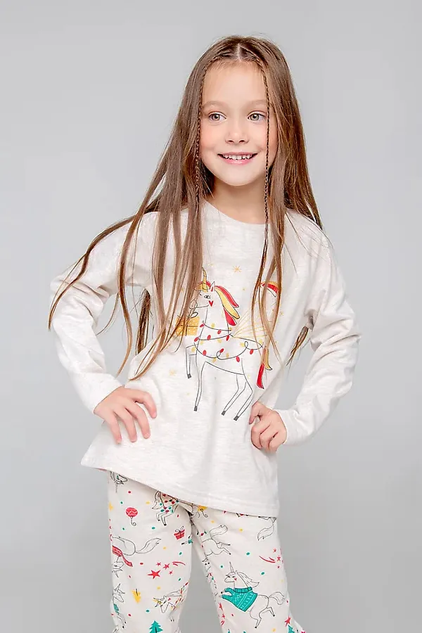 Пижама CROCKID SALE, св.бежевый меланж,новогоднее волшебство - фото 2