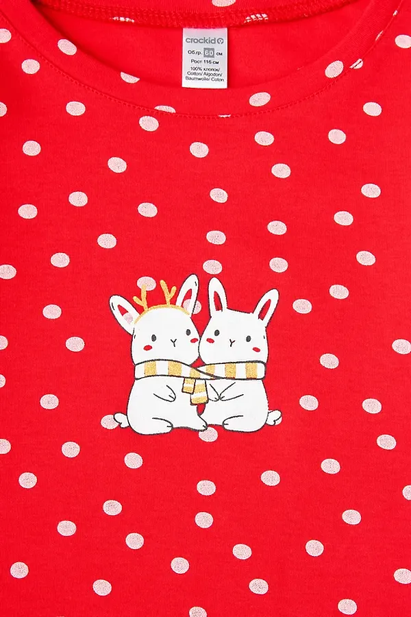 Сорочка CROCKID SALE, зимний снег на насыщенно-красном - фото 2