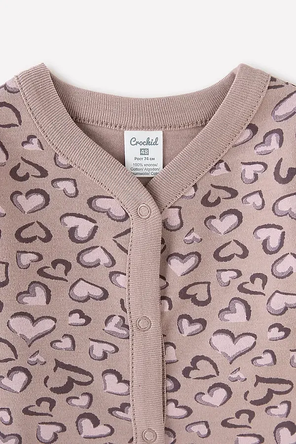Джемпер CROCKID SALE, сердечки леопард на бежево-сером - фото 2