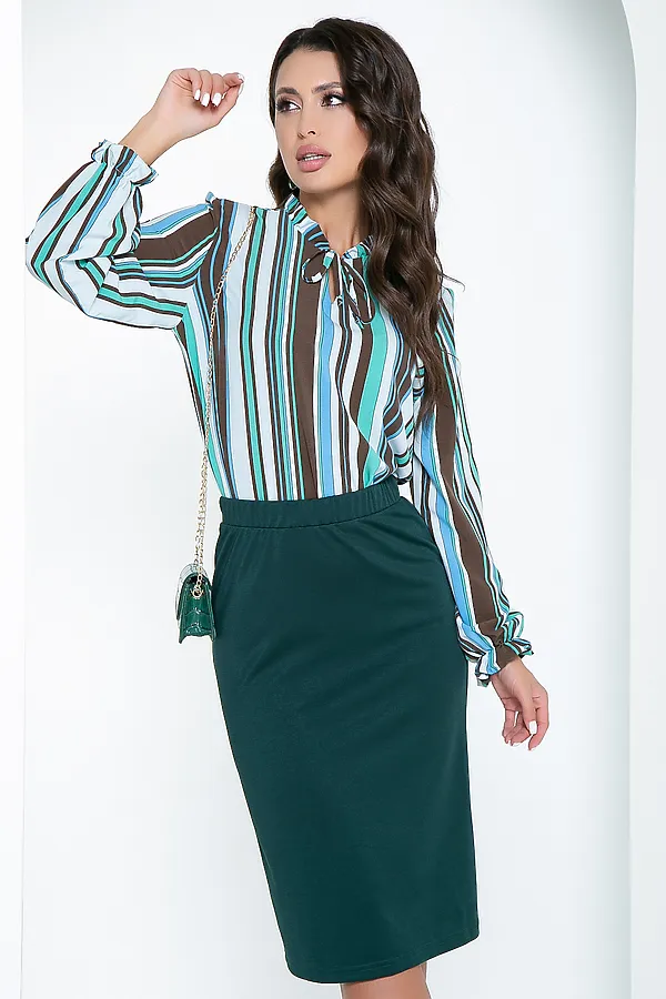 Костюм (Блуза+Юбка) LADY TAIGA, зеленый - фото 2