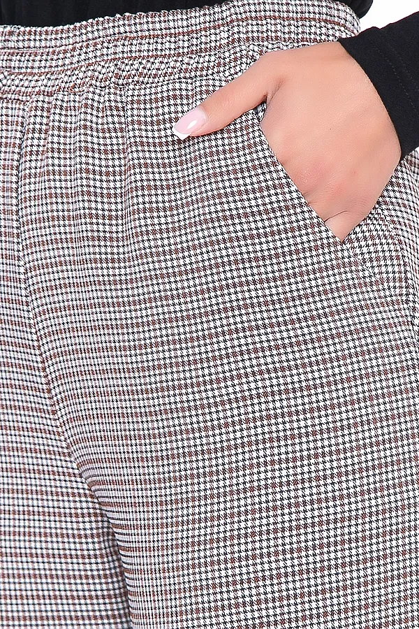 Брюки LADY TAIGA, коричневая клетка - фото 2