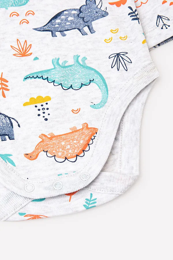 Боди  CROCKID SALE, маленькие динозаврики на меланже - фото 2