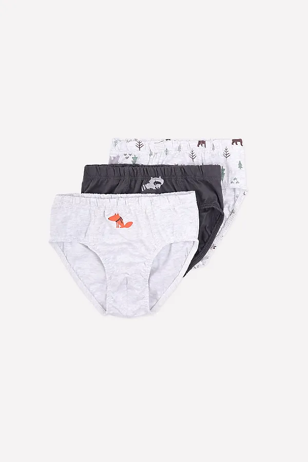 Трусы 3 шт. CROCKID SALE, коричневый, св.серый меланж, лес - фото 2