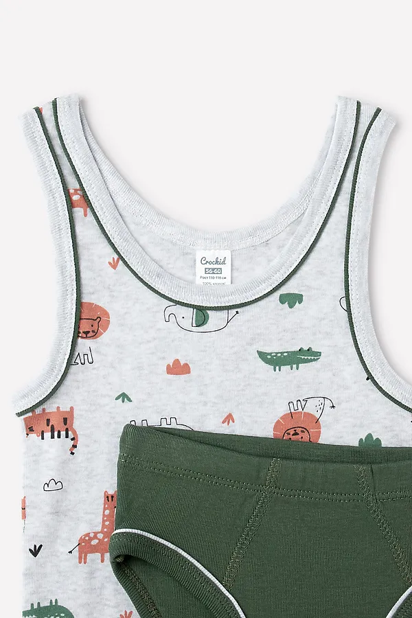 Комплект (Майка+Трусы) CROCKID SALE, сафари на меланже, лесной мох - фото 2