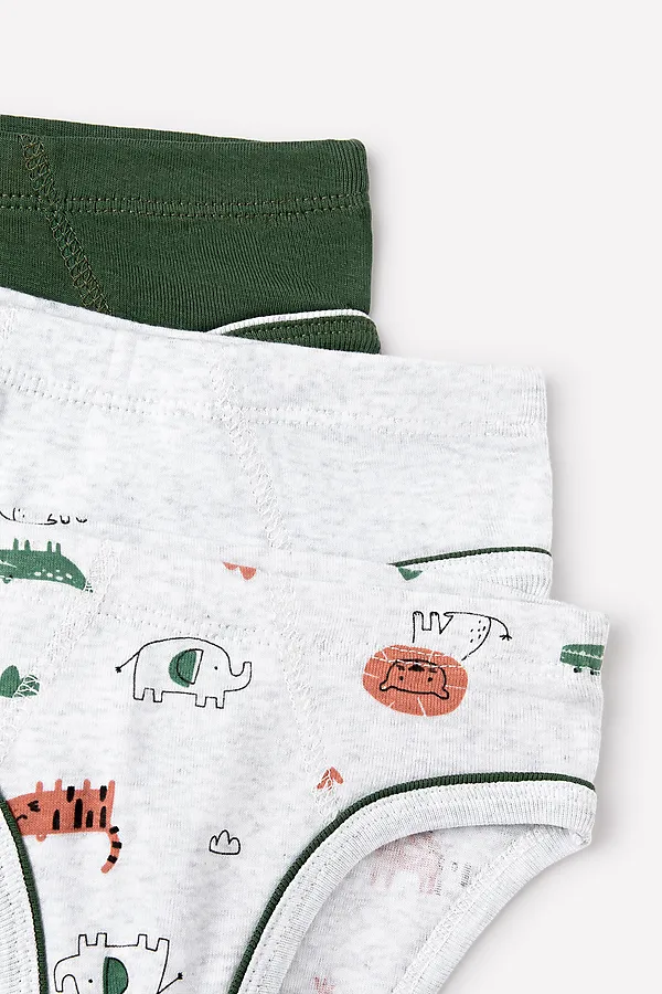 Трусы 3 шт. CROCKID SALE, лесной мох, св.серый меланж, сафари - фото 2